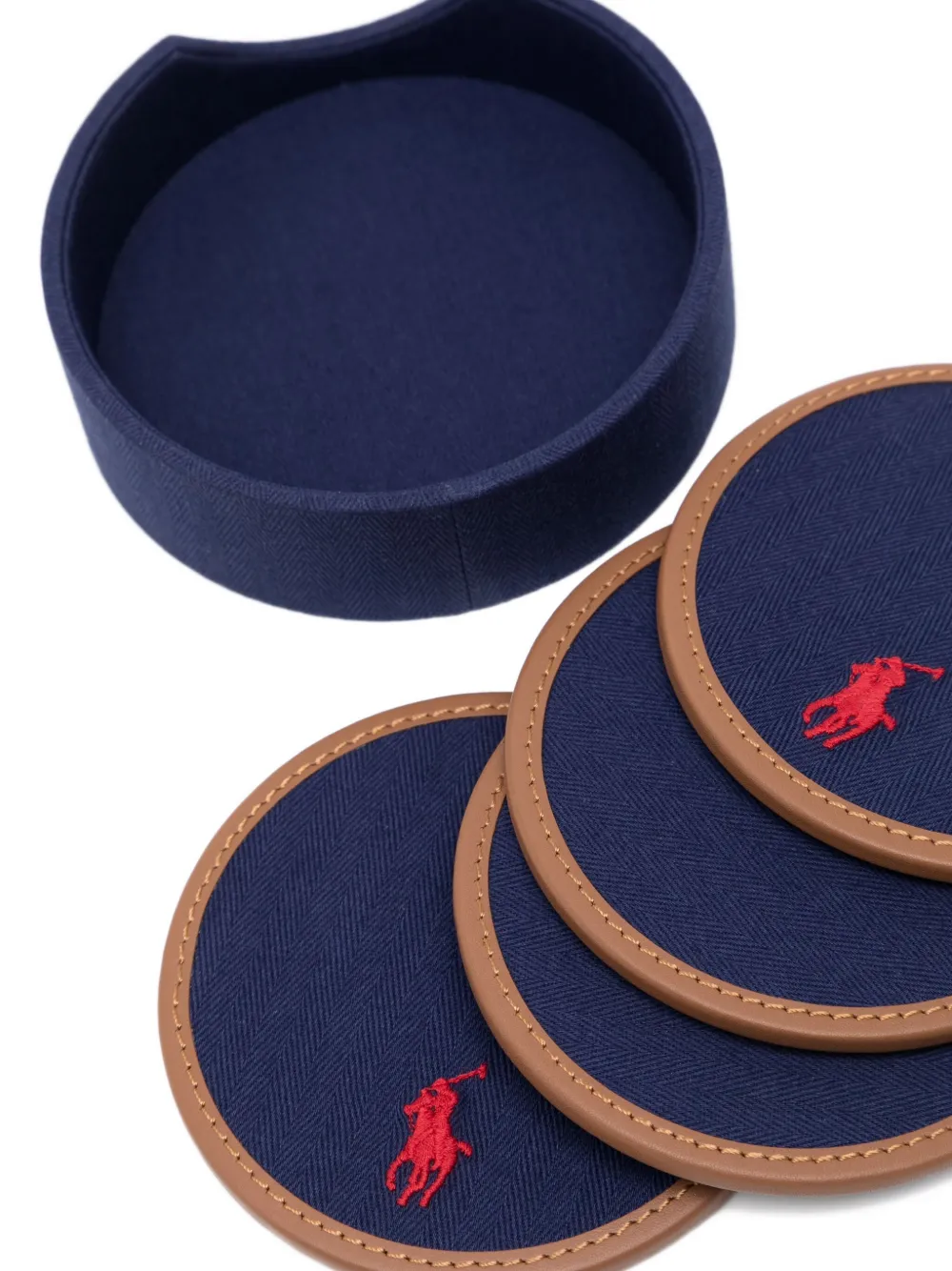Ralph Lauren Logo-embroidered Coasters (set Of Four) In Multi