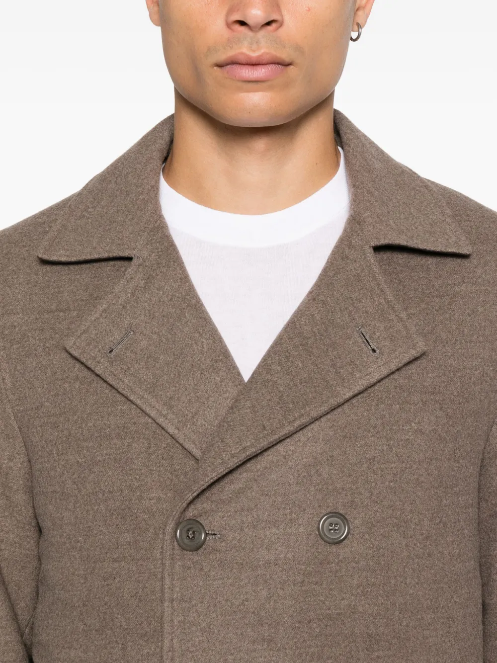 Doriani Cashmere Kasjmier jas met dubbele rij knopen Bruin