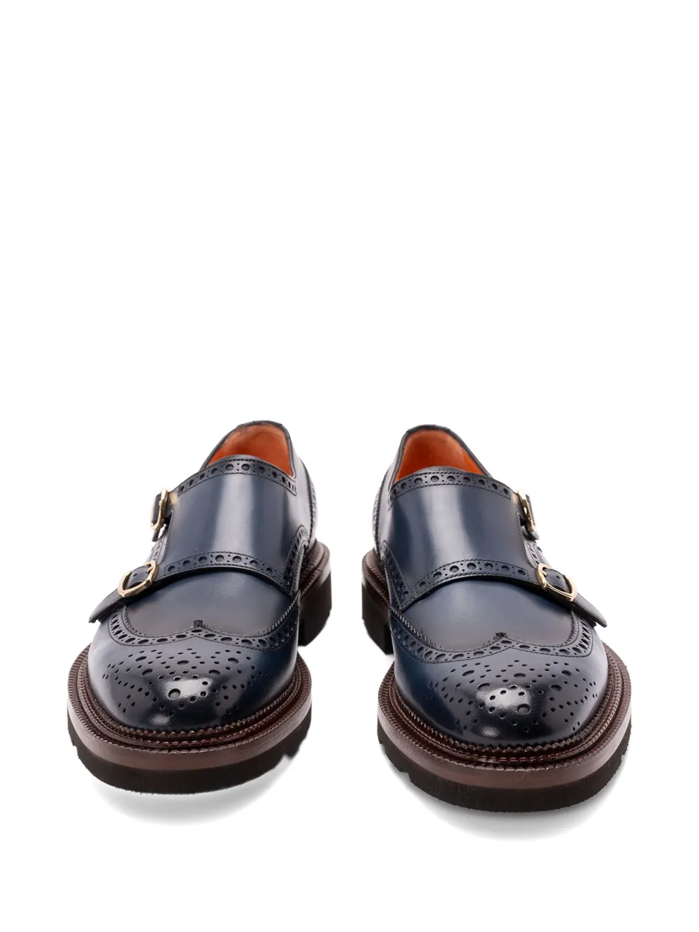 Santoni Kalamabuck Monk Shoes In Blue
