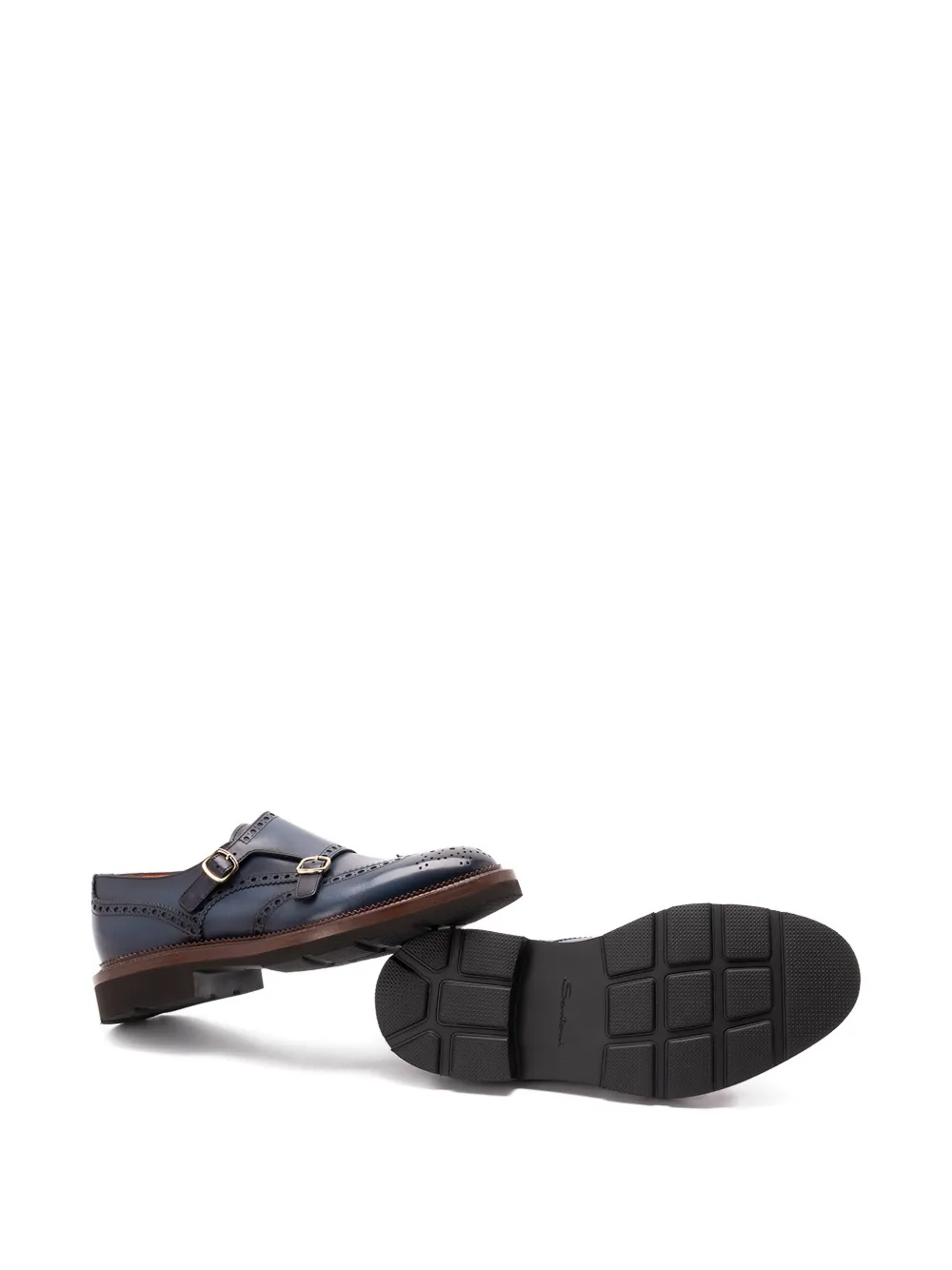 Santoni Kalamabuck Monk Shoes In Blue