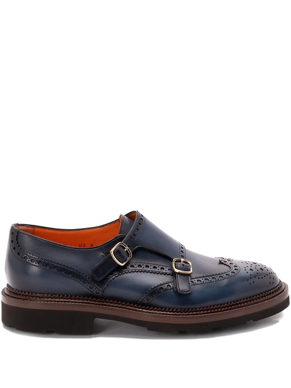 Santoni Kalamabuck Monk Shoes In Blue