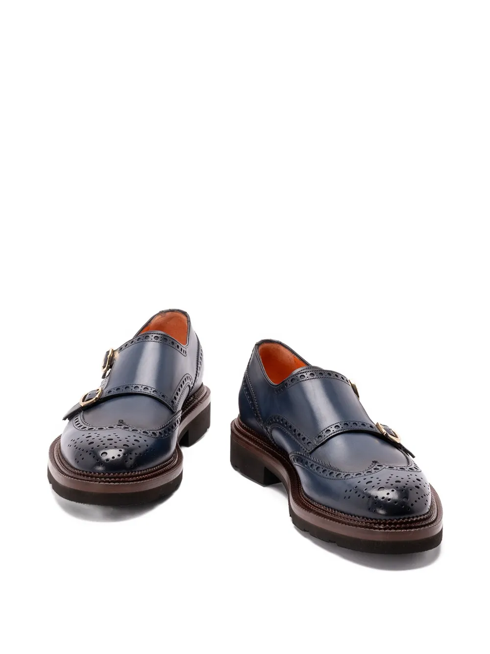 Santoni Kalamabuck Monk Shoes In Blue