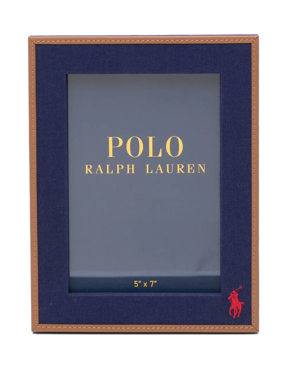 Ralph Lauren Logo-embroidered Photo Frame In Blue