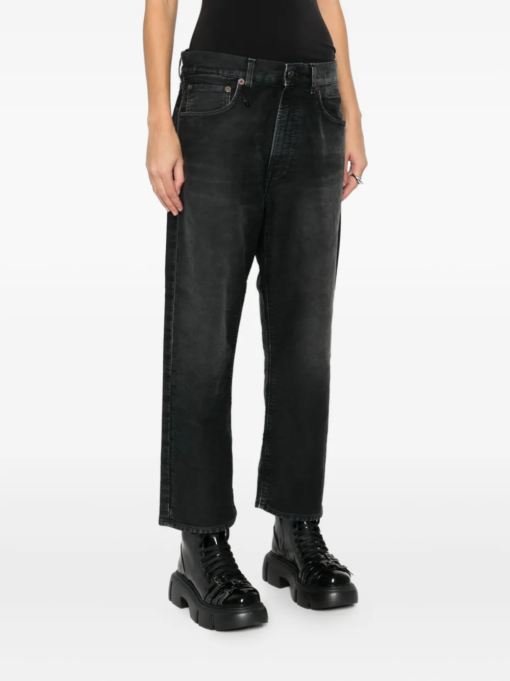 R13 Faded-effect Straight-leg Jeans In Black