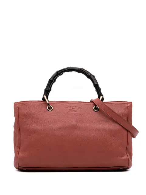 Gucci Pre-Owned 2016-2025 mittelgroße Bamboo Satchel-Tasche aus Kalbsleder