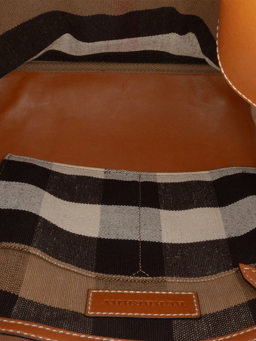 Pre-owned Burberry 2000-2017 Medium Mega Check Canvas Ashby Bucket Bag Satchel In Brown