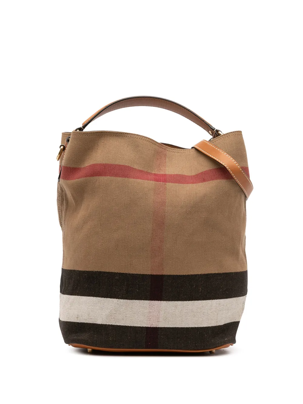 Burberry Pre-Owned 2000-2017 Medium Mega Check Canvas Ashby Bucket Bag satchel | Brown | Image 1