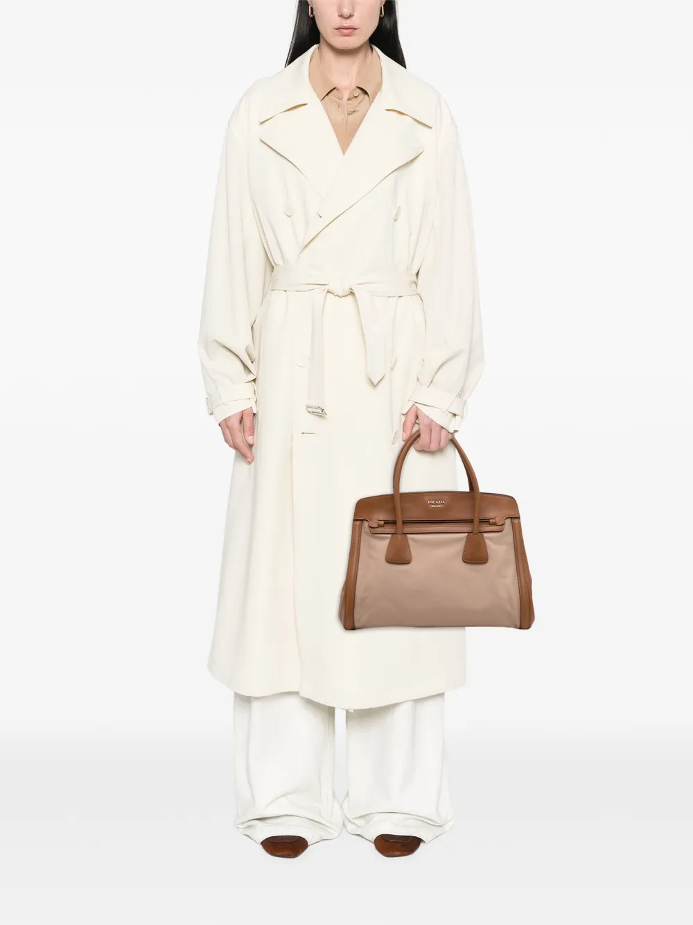 Prada Pre-Owned 2000-2025 Saffiano Cuir Trimmed Canapa satchel | Pre-Owned | Image 2