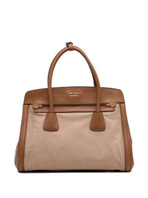 Prada Pre-Owned 2000-2025 Saffiano Cuir Trimmed Canapa satchel