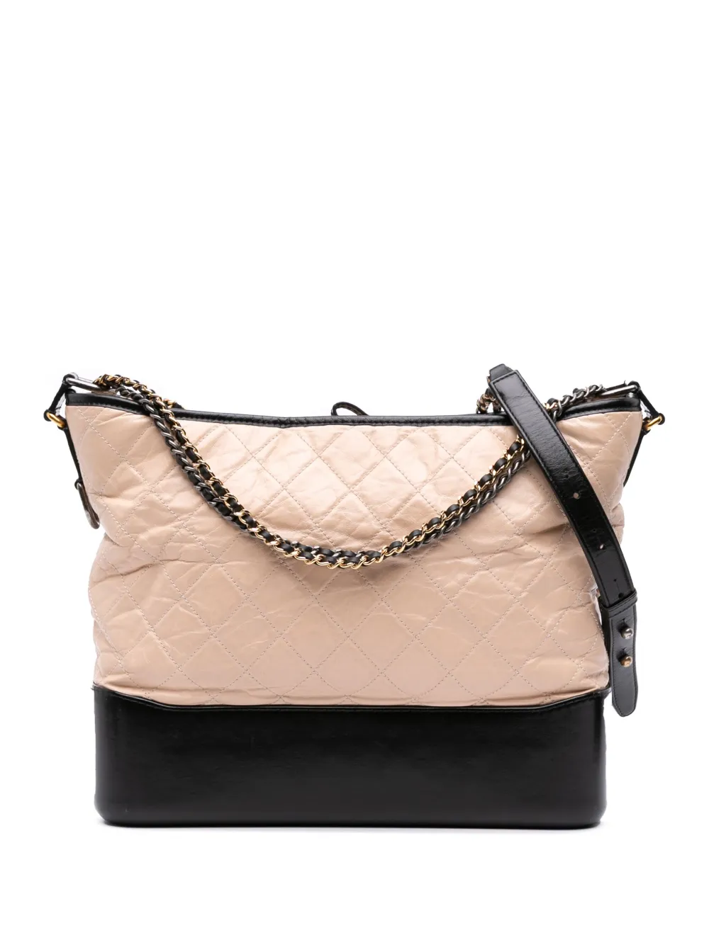 Pre-owned Chanel 2017-2018 Large Aged Calfskin Gabrielle Crossbody Bag In Brown