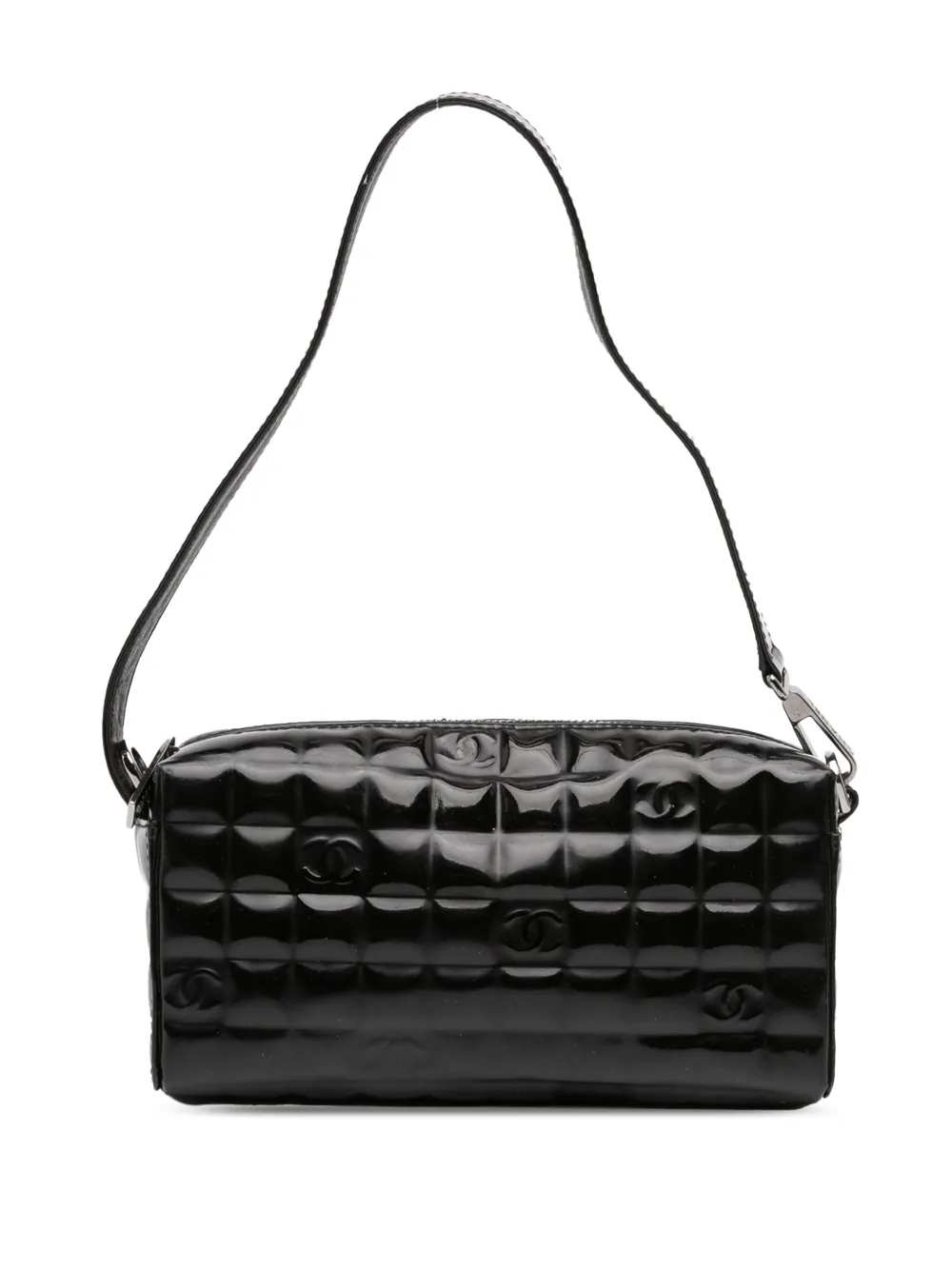 CHANEL Pre-Owned 2003-2004 ココマーク チョコバー パテントショルダーバッグ - ブラック