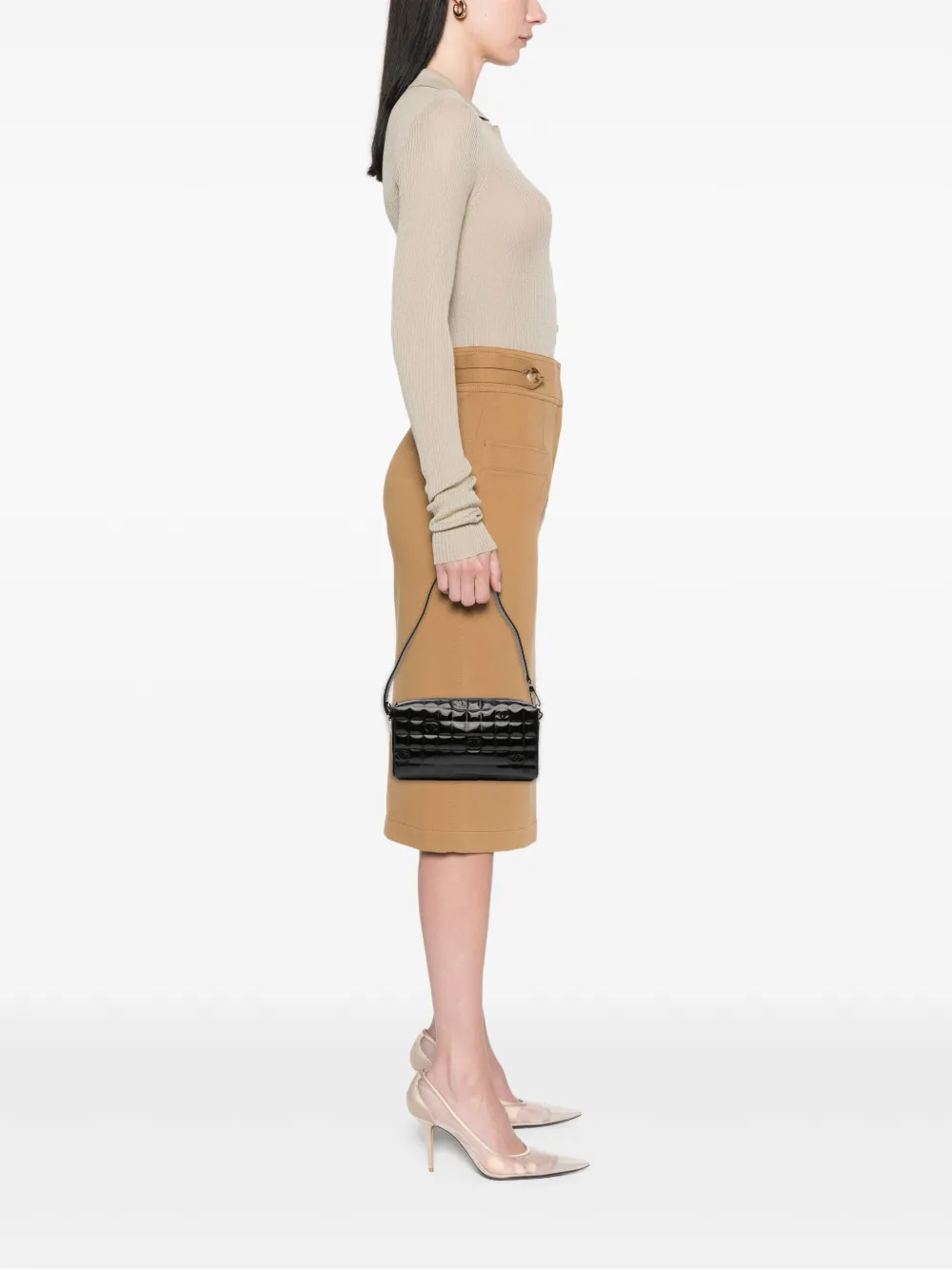 CHANEL Pre-Owned 2003-2004 CC Chocolate Bar Patent shoulder bag | Pre-Owned | Image 2