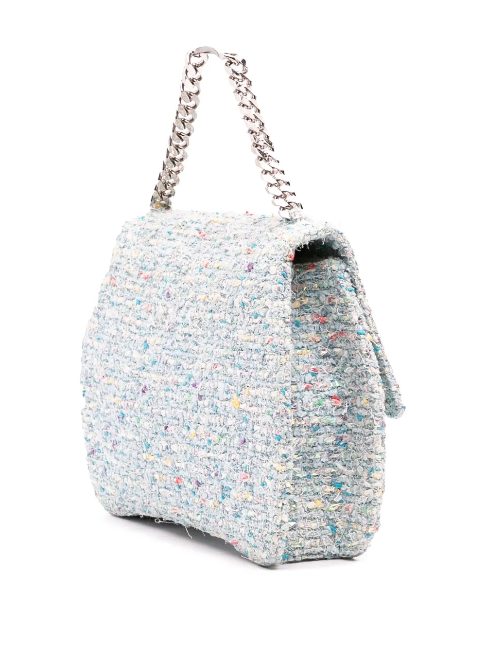 Pre-owned Chanel 1996-1997 Cc Confetti Tweed Flap Handbag In Blue