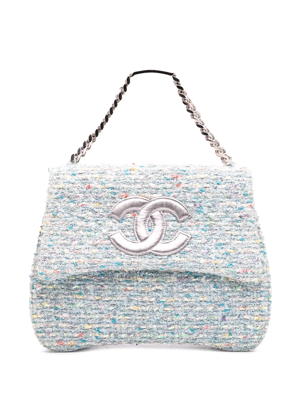 CHANEL Pre-Owned 1996-1997 ココマーク コンフェッティ ツイード フラップ ハンドバッグ - ブルー