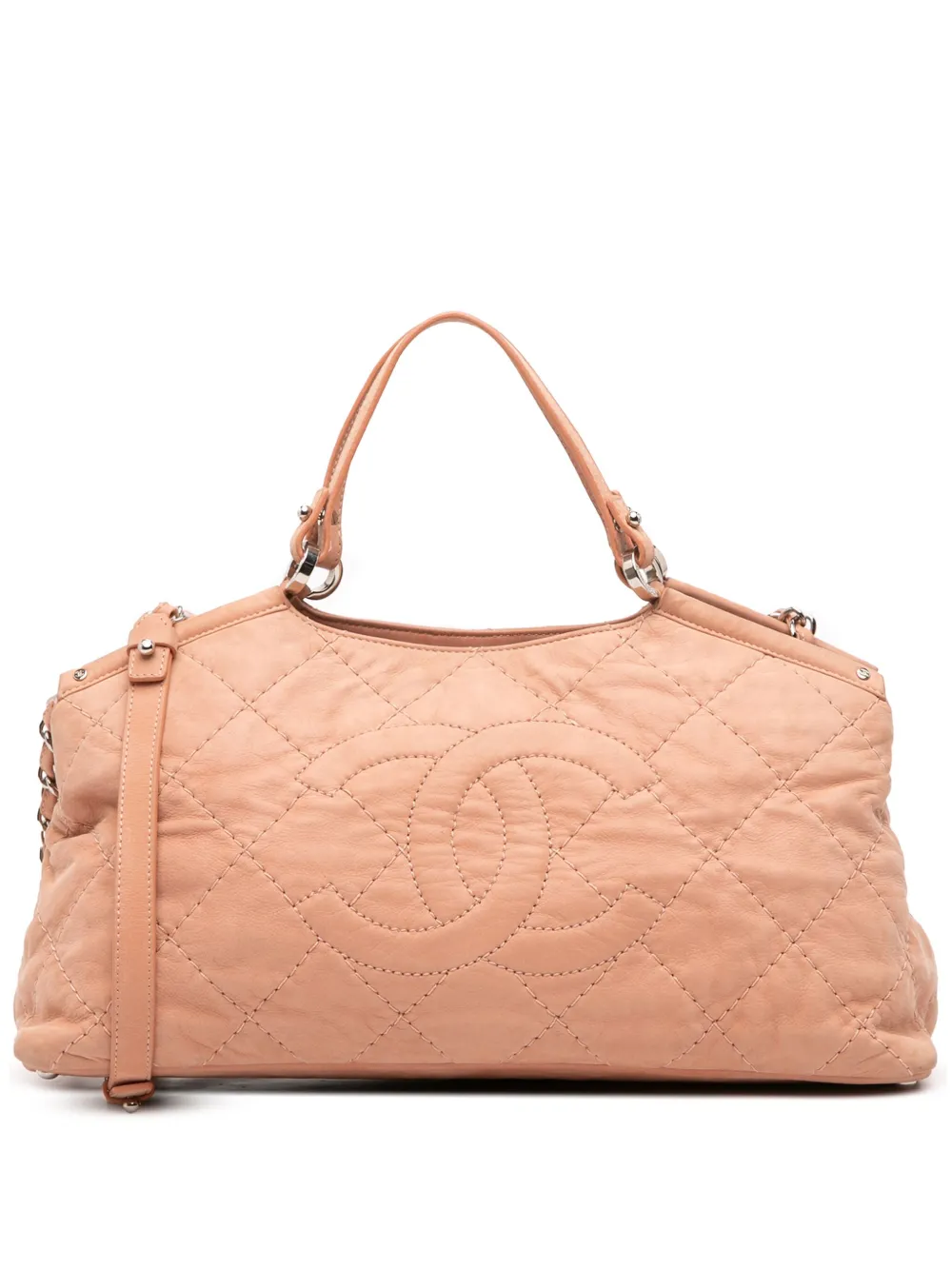 CHANEL Pre-Owned 2012 スモール イリディセント カーフスキン シー ヒット トート サッチェルバッグ - ピンク CHANEL Pre-Owned 2012 スモール イリディセント カーフスキン シー ヒット トート サッチェルバッグ - ピンク