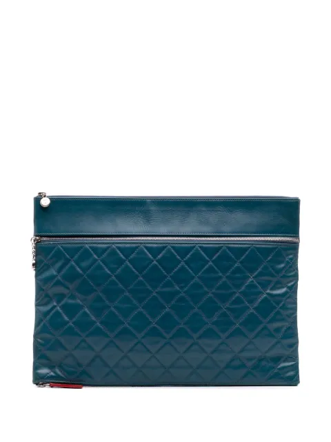 CHANEL Pre-Owned 2013-2014 CC Quilted Lambskin Multi Zip clutch bag