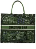 Christian Dior Pre-Owned 2019 Large Canvas Embroidered Elephant Book tote bag - Green