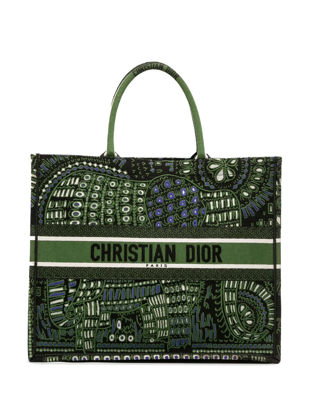 Christian Dior Pre-Owned tote Large Canvas Embroidered Elephant Book 2019 | verde | Image 1