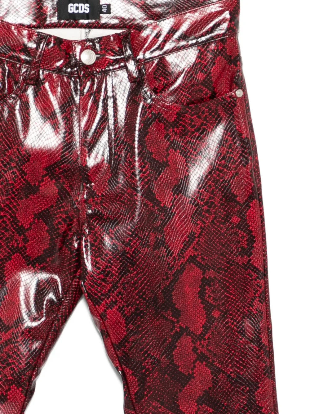 GCDS Broek met slangenhuidprint Rood