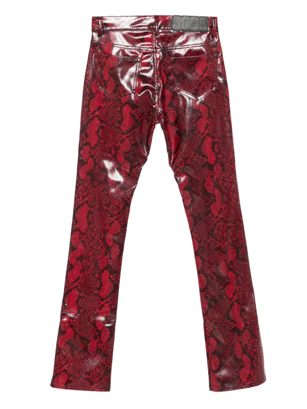 GCDS Broek met slangenhuidprint - Rood