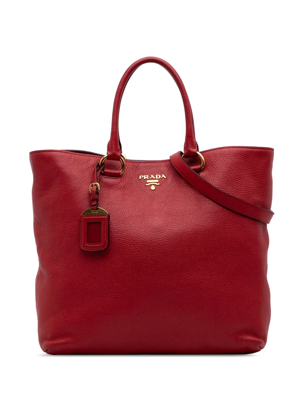 Prada Pre-Owned 2013-2025 Vitello Daino Open Convertible Tote satchel | Red | Image 1