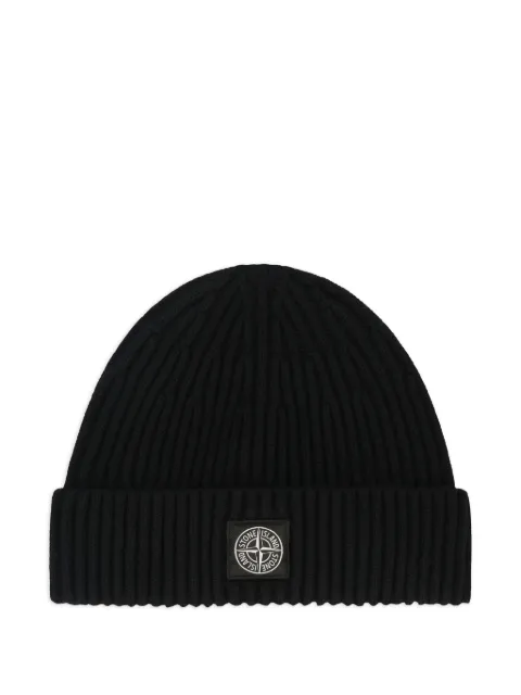 Stone Island logo-patch beanie hat