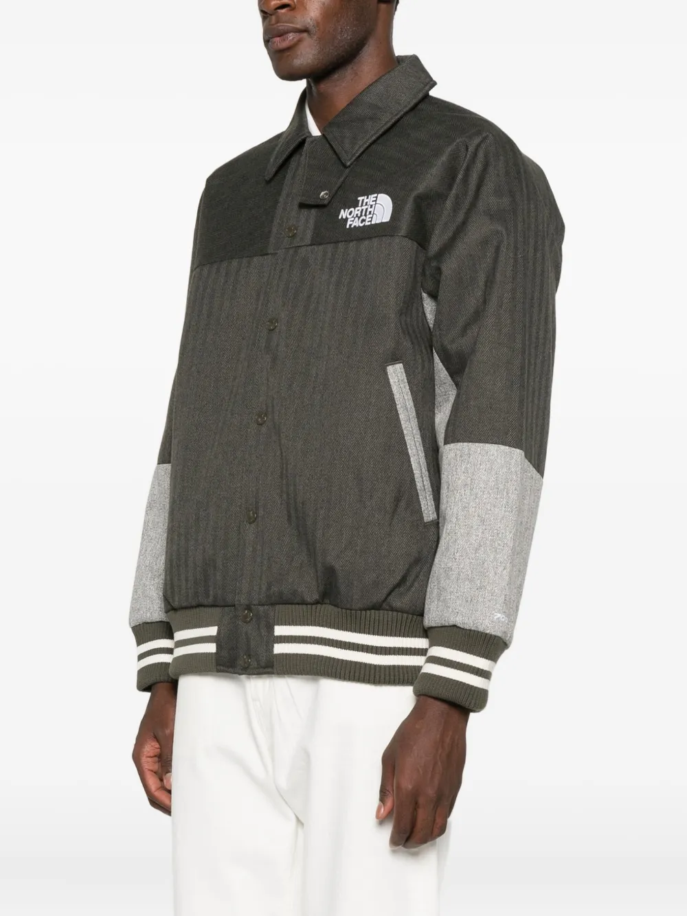 The North Face Panelled Bomber Jacket In Green