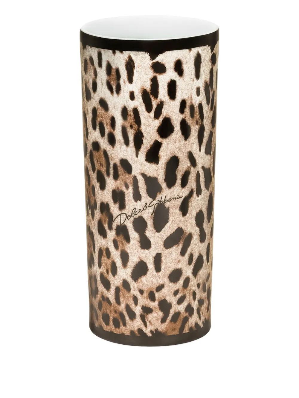 Dolce & Gabbana cylindrical leopard porcelain vase (10cm) - Bruin