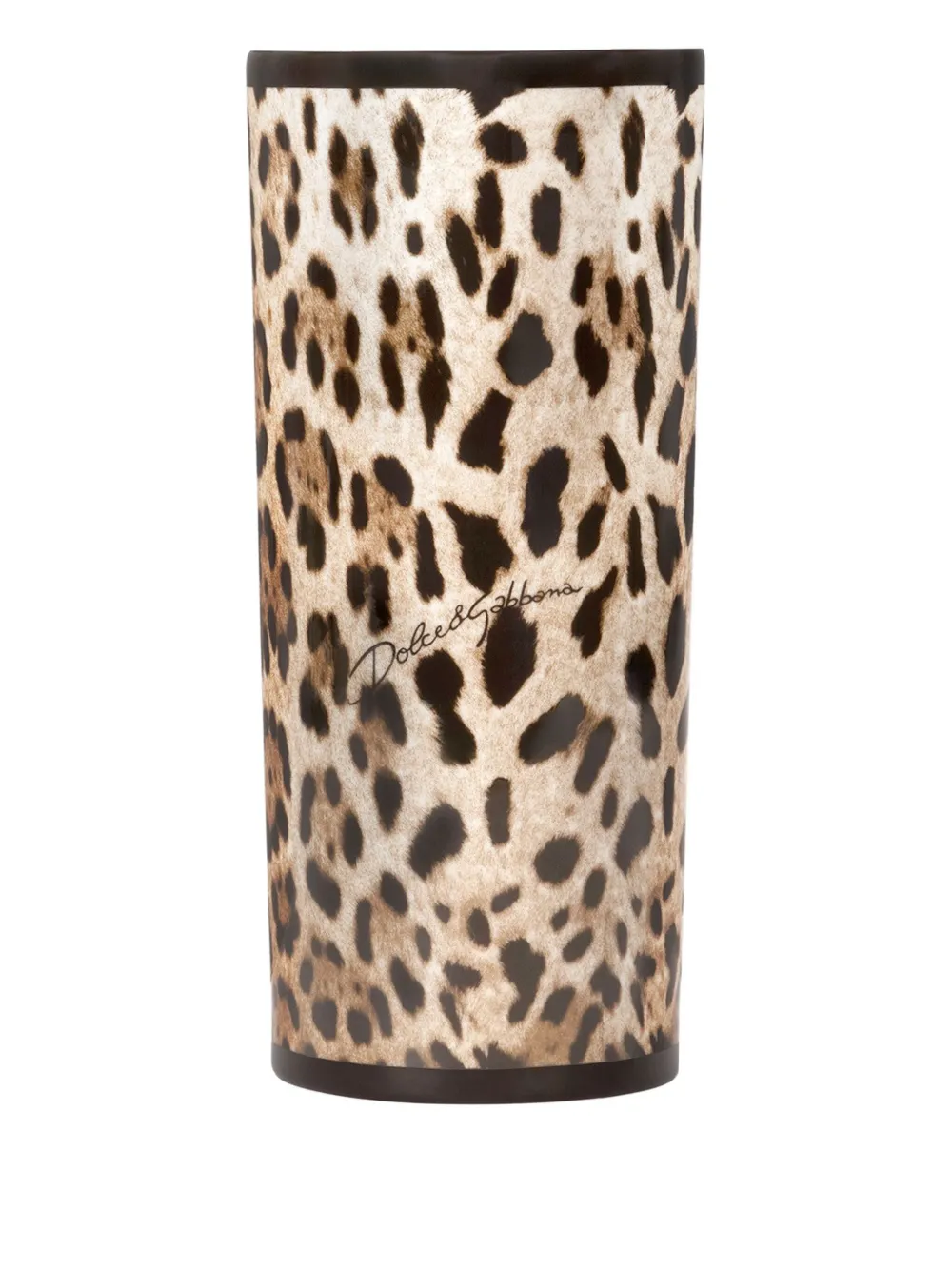 Dolce & Gabbana cylindrical leopard porcelain vase (10cm) - ブラウン Dolce & Gabbana cylindrical leopard porcelain vase (10cm) - ブラウン