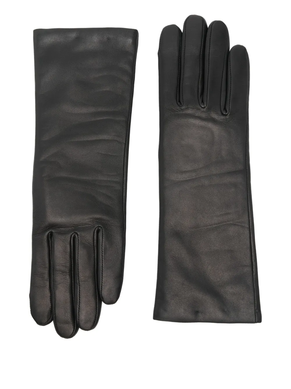 Agnelle Christina Leather Gloves In Black