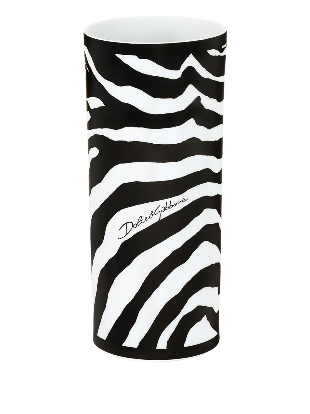 Dolce & Gabbana cylindrical zebra vase (10cm) - Zwart