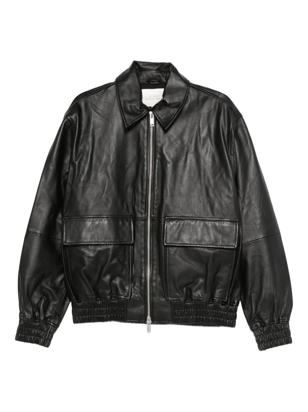 Studio Nicholson Piston Leather Jacket In Black