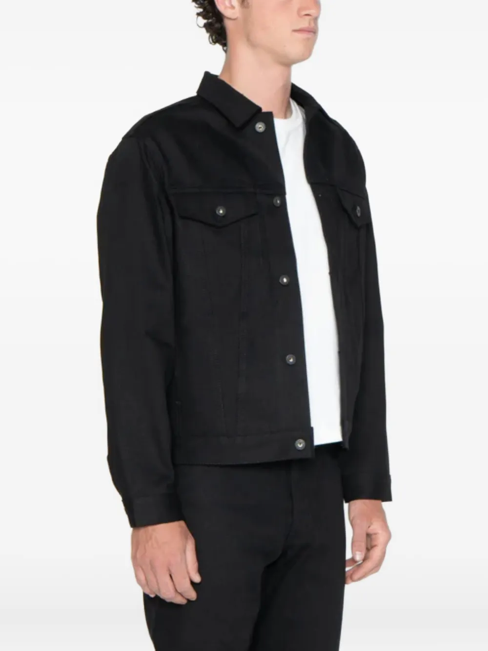 Naked and Famous Denim jack met knopen Zwart