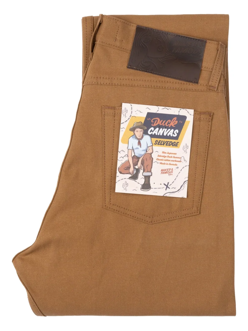 Naked and Famous True Guy selvedge cuffed jeans | Brown | Image 1