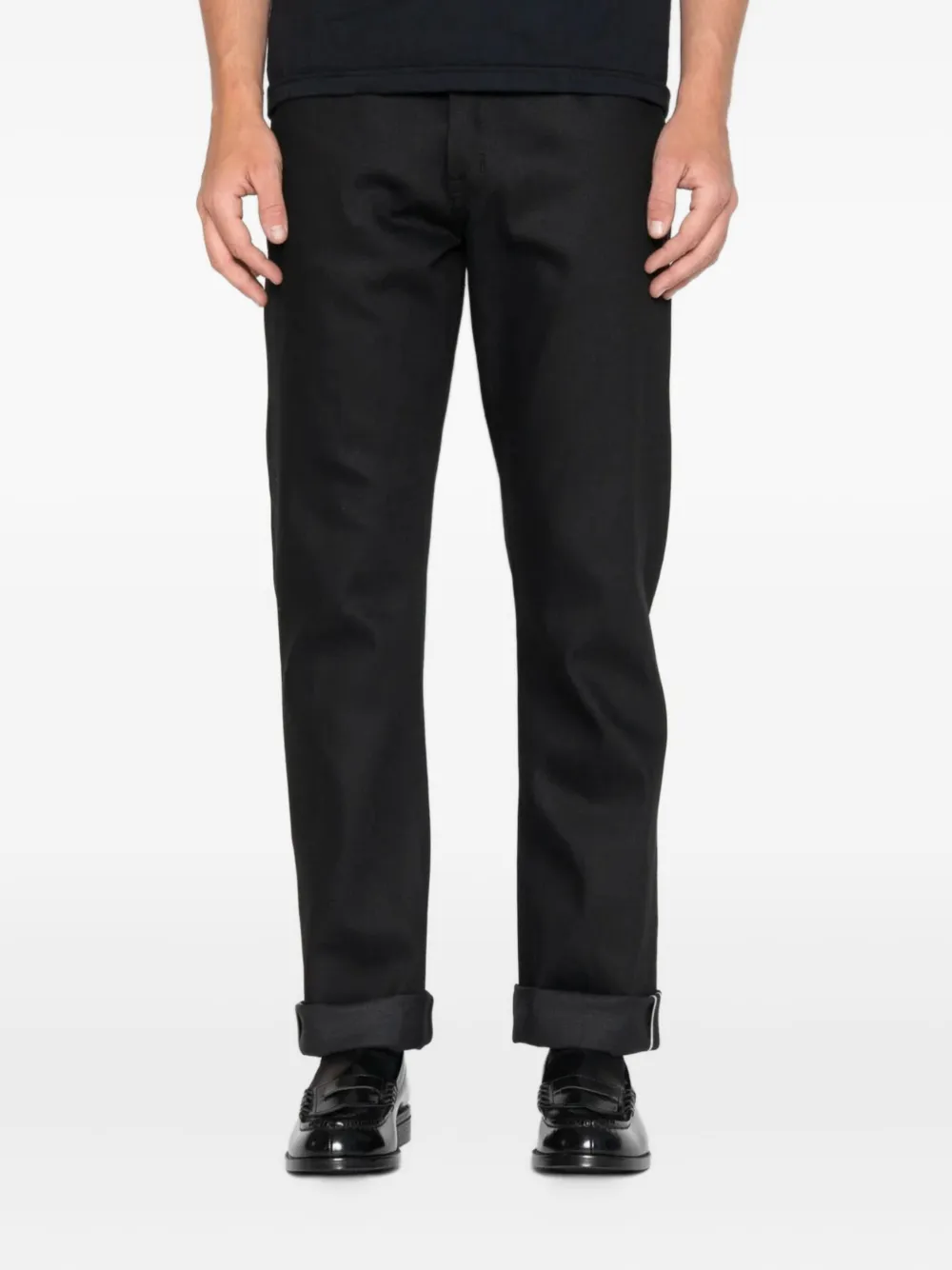 Naked and Famous True Guy cuffed jeans | Black | Image 1