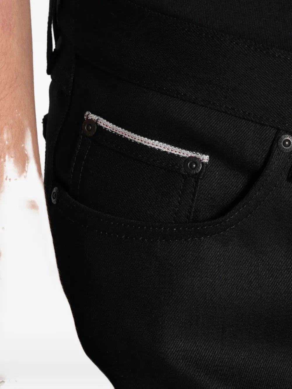 Naked And Famous True Guy Cuffed Jeans In Black