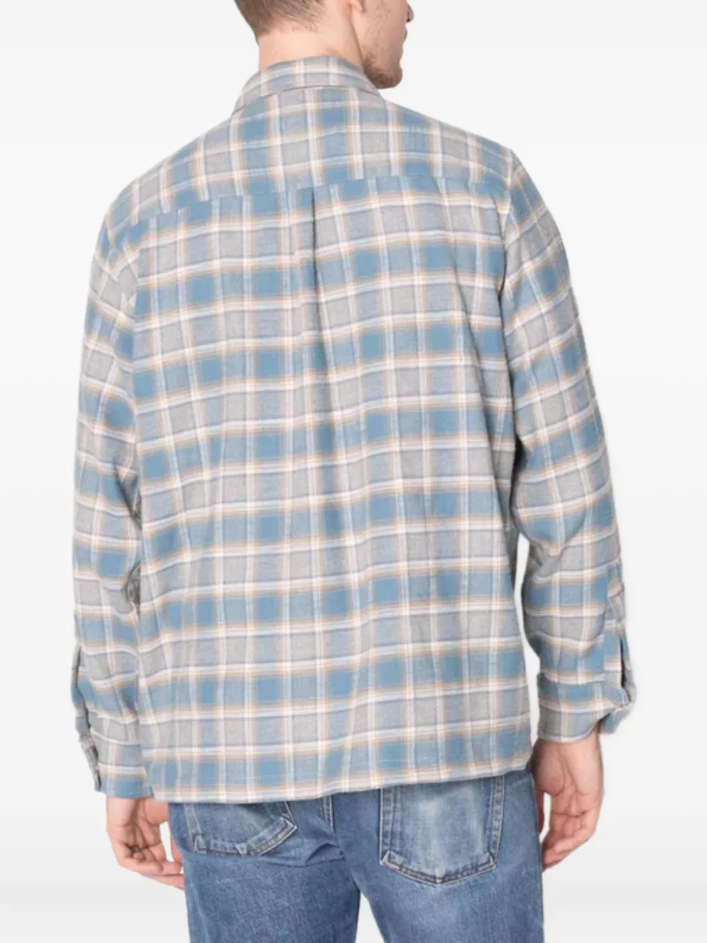 Naked and Famous True Shirt geruit overhemd met zak Blauw