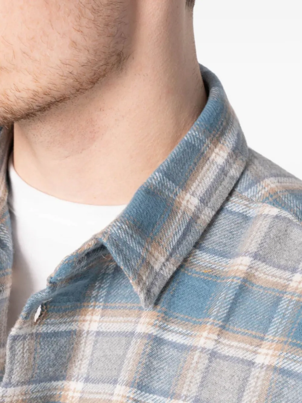 Naked and Famous True Shirt geruit overhemd met zak Blauw