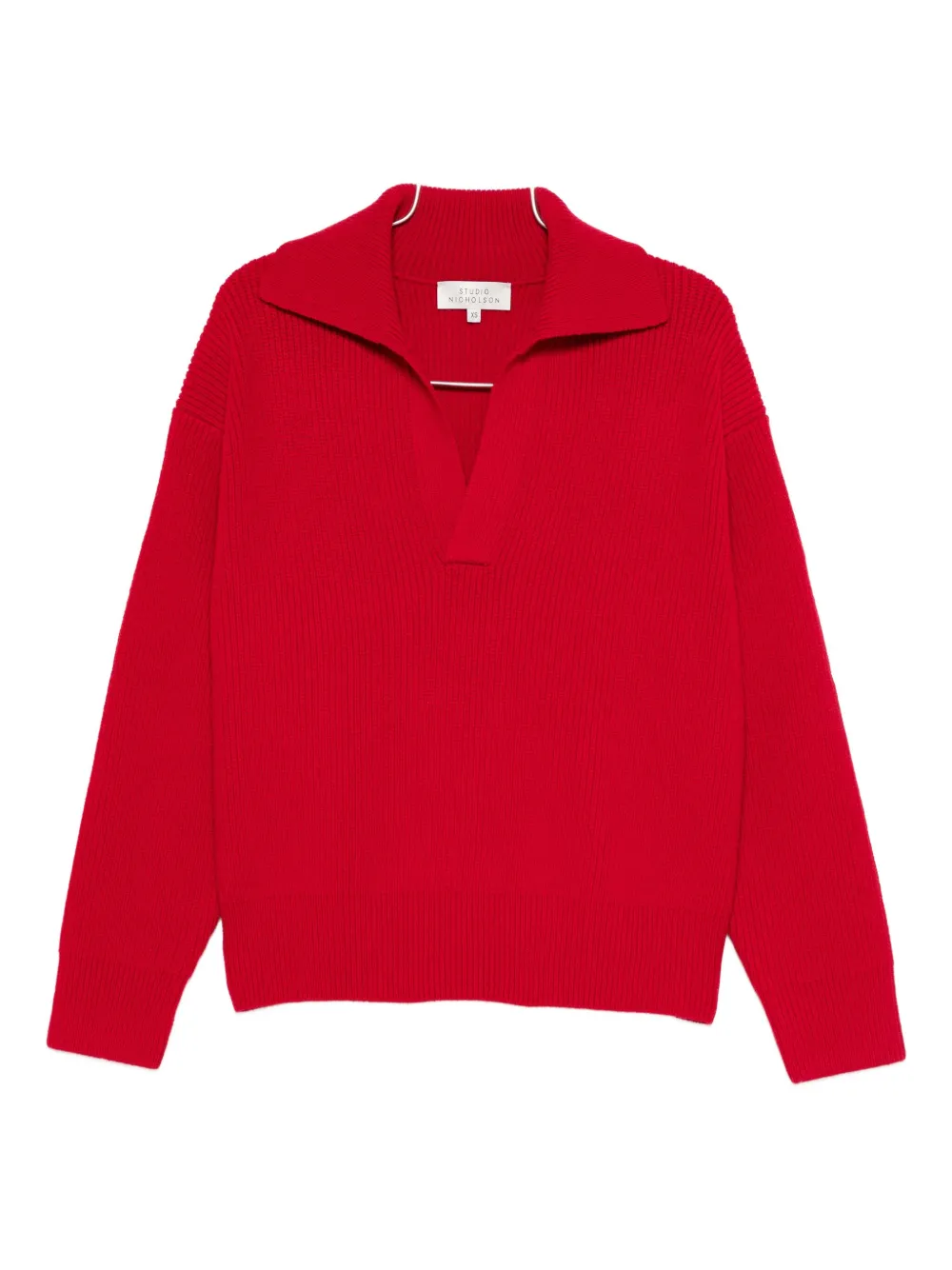 Studio Nicholson Spread-collar Wool Jumper In Red