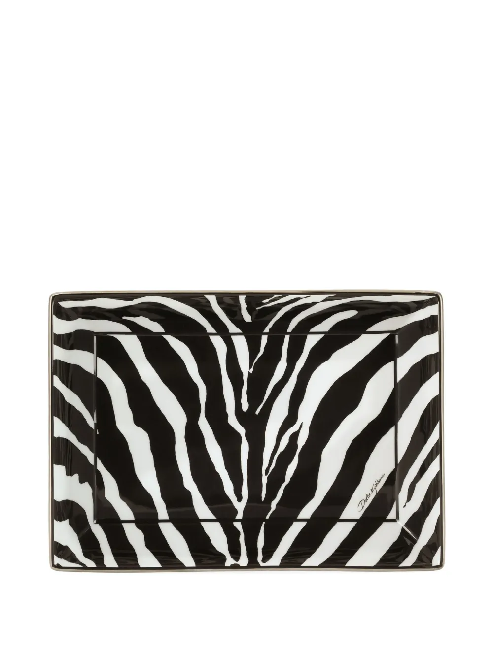 Dolce & Gabbana zebra porcelain tray (26cm x 8.5cm) | Black | Image 1
