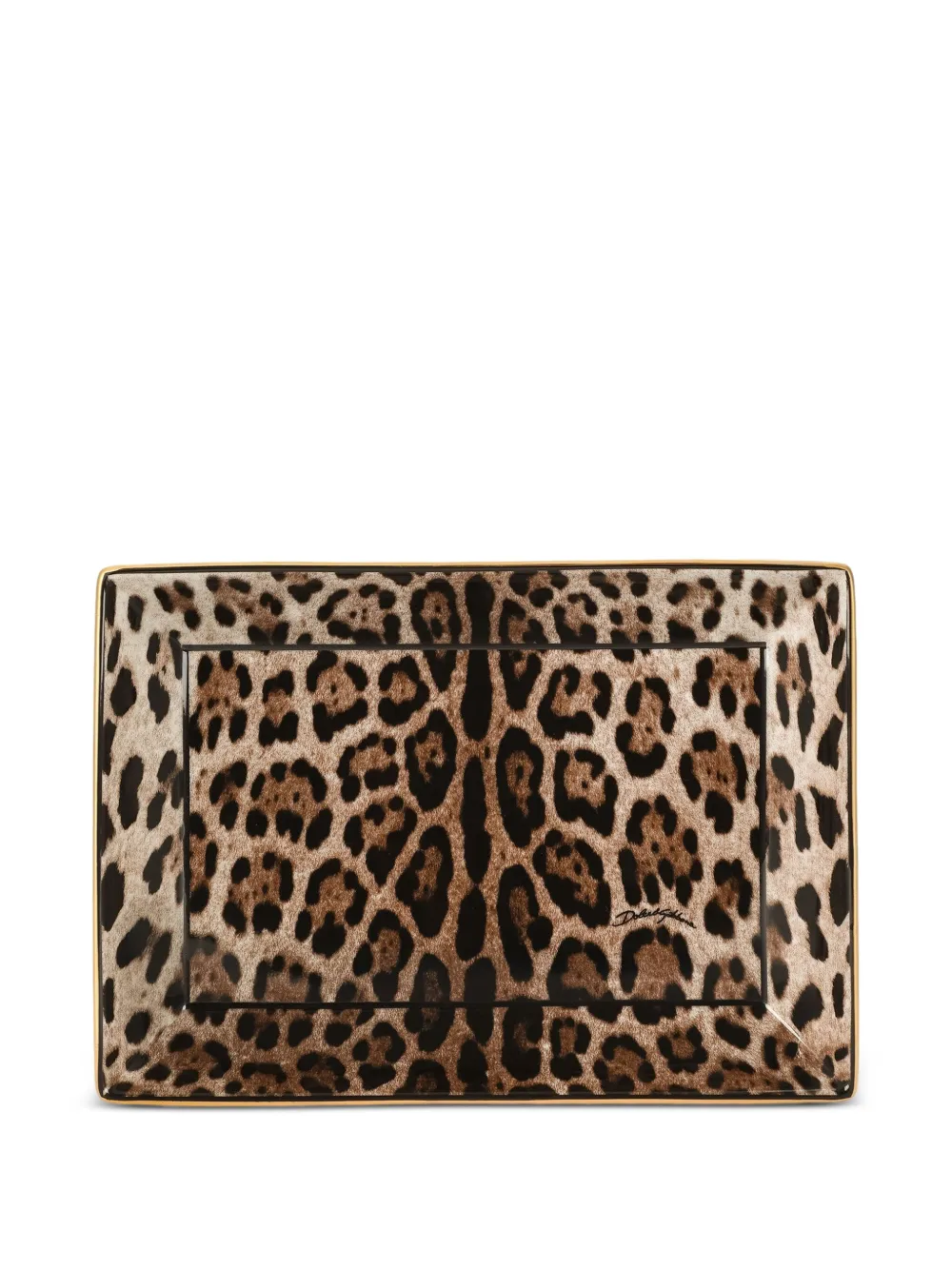 Dolce & Gabbana leopard porcelain tray (26cm x 8.5cm) - ブラウン Dolce & Gabbana leopard porcelain tray (26cm x 8.5cm) - ブラウン