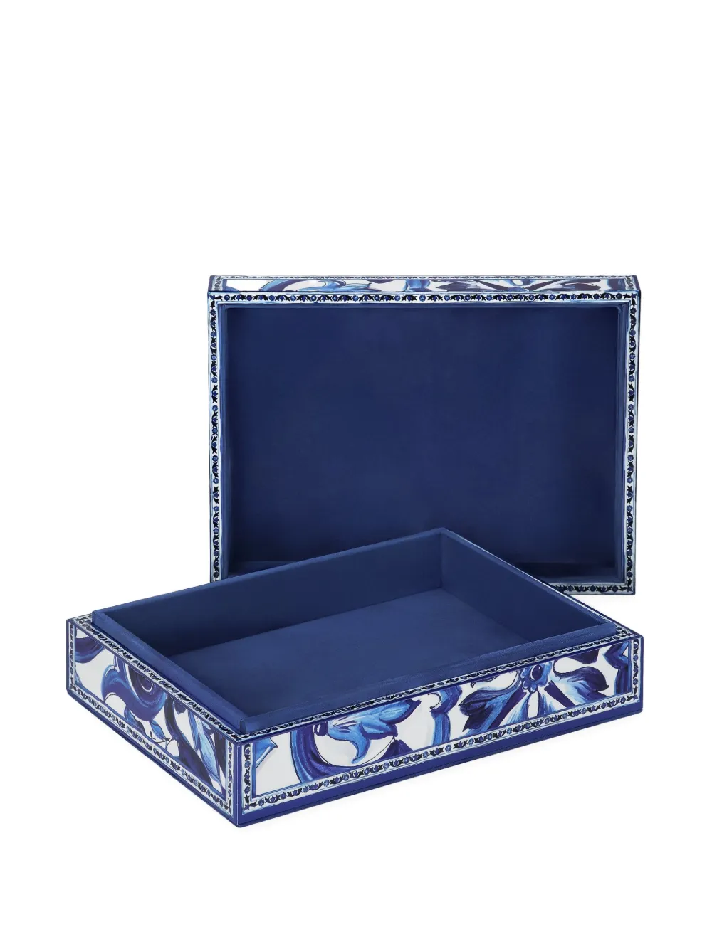 Dolce & Gabbana Large Decorated Trinket Box (25cm X 18.5cm) In Blue