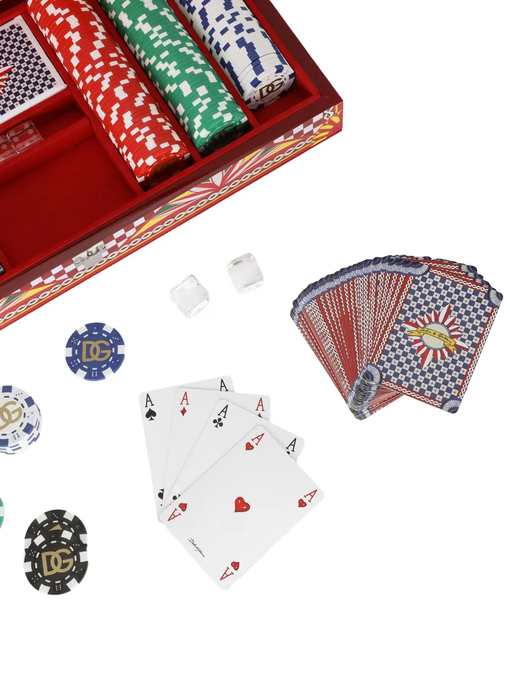 ABAKUHAUS Federe Per Cuscini Set Di 4, 45x45 Cm, Tema Casinò E Carte Da Gioco, Stampa Digitale Fronte/Retro, Ardesia Blu/Rosso/Nero