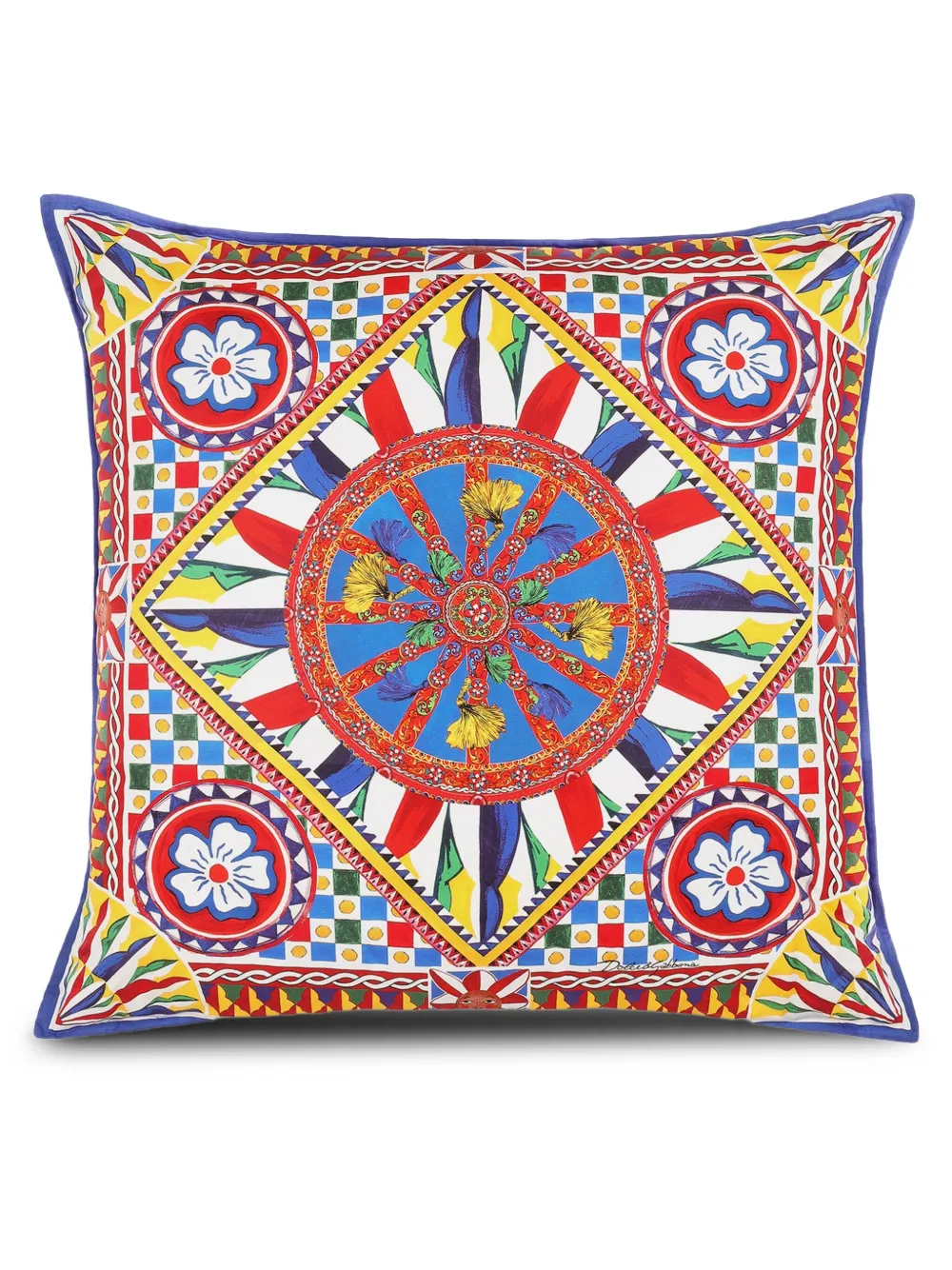 Dolce & Gabbana large patterned cushion (75cm x 75cm) | White | Image 1