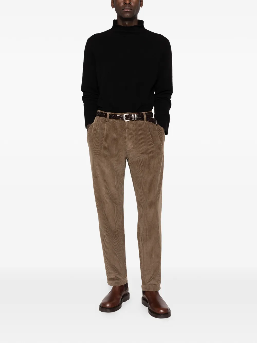 Original vintage style pleated corduroy trousers - Bruin