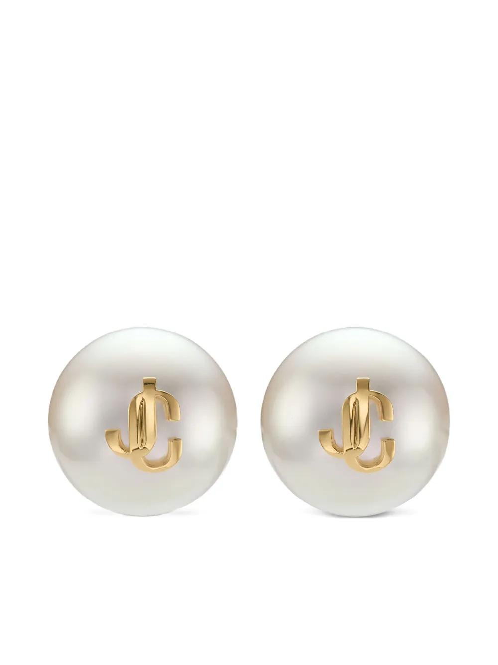 Jimmy Choo Maxi Pearl Studs Earrings In Gold