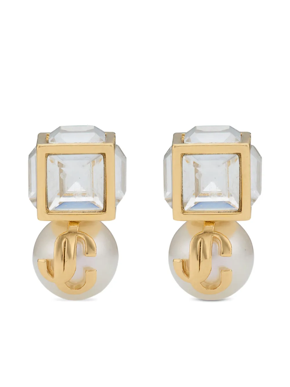 Jimmy Choo pearl cube studded earrings - Goud