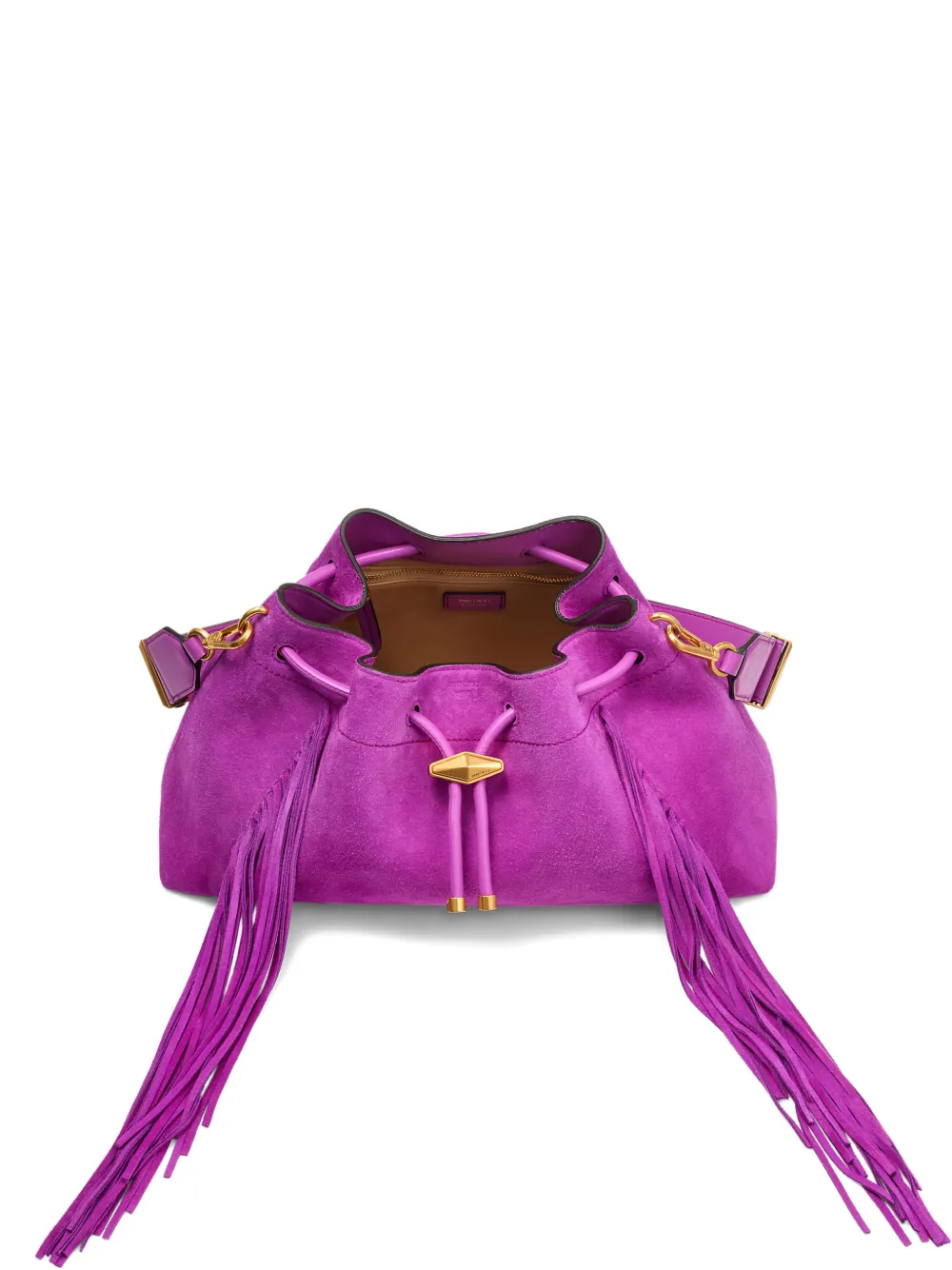 Jimmy Choo Cinch M fringed braide- handle shoulder bag - Viola