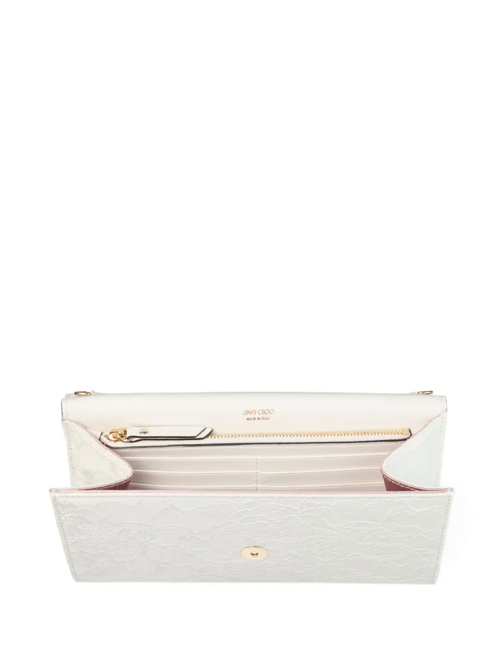 Jimmy Choo Emmie clutch met bloemenketting Wit