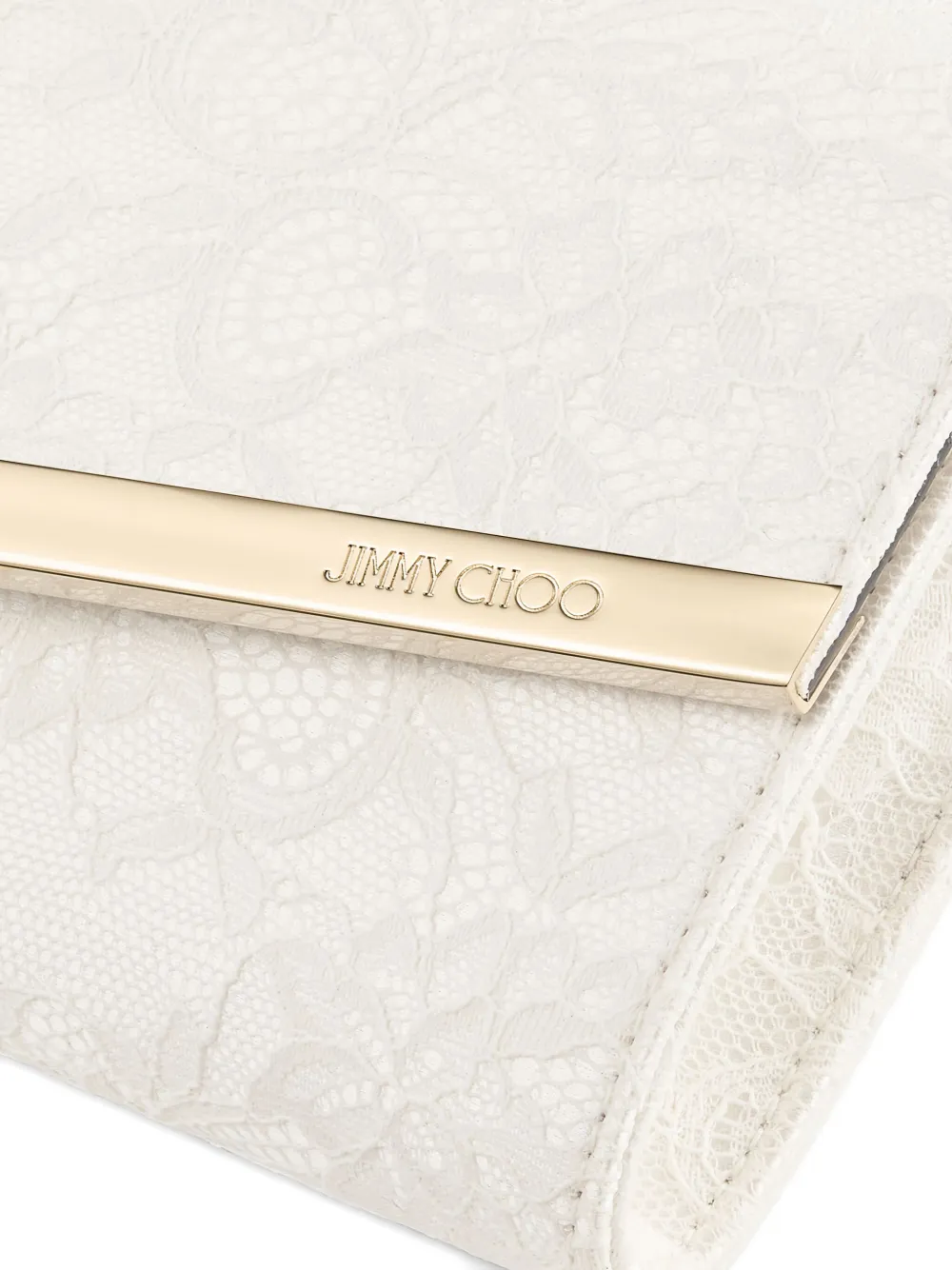 Jimmy Choo Emmie clutch met bloemenketting Wit
